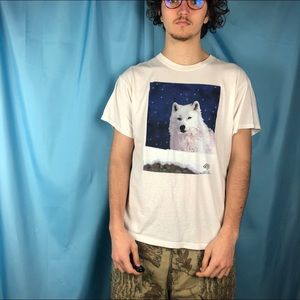 Vintage 90s animal center wolf tee